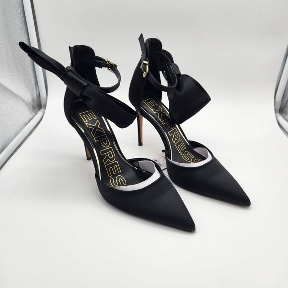 Express size 6 New Ankle Bow 3" Buckle Strap Sandals Party High Heels - Picture 1 of 11